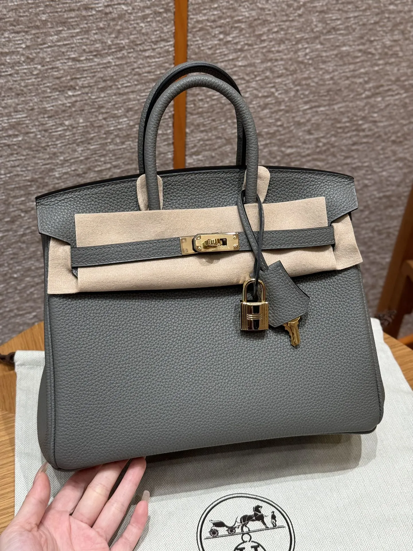 HERMES Женская сумка Birkin 25 см 0L/Gris Meyer Togo HERMES Женская сумка Birkin 25 см 0L/Gris Meyer Togo