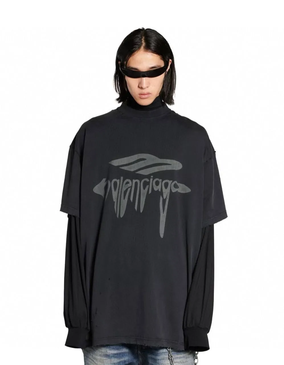 BALENCIAGA Мужская футболка хлопковый трикотаж BALENCIAGA Мужская футболка хлопковый трикотаж