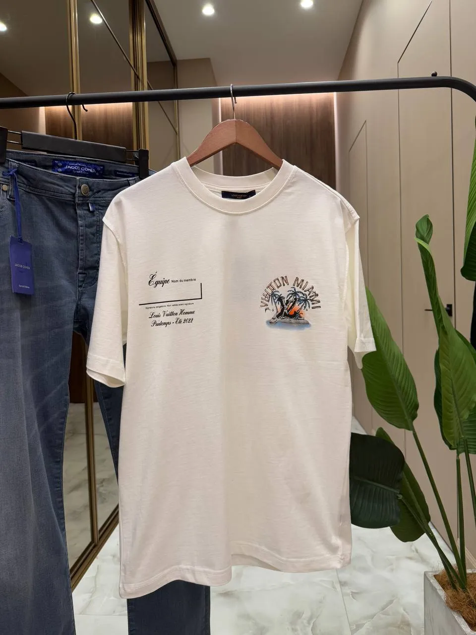 LOUIS VUITTON Мужская футболка с пляжным принтом LOUIS VUITTON Мужская футболка с пляжным принтом