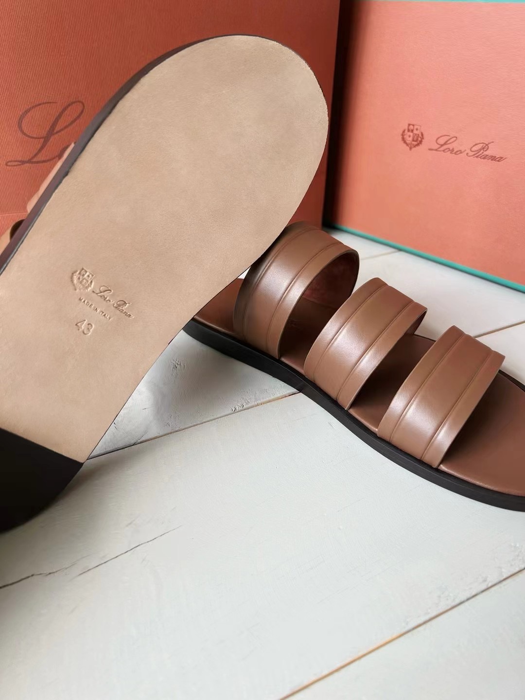 LORO PIANA Мужские сандалии из кожи LORO PIANA Мужские сандалии из кожи