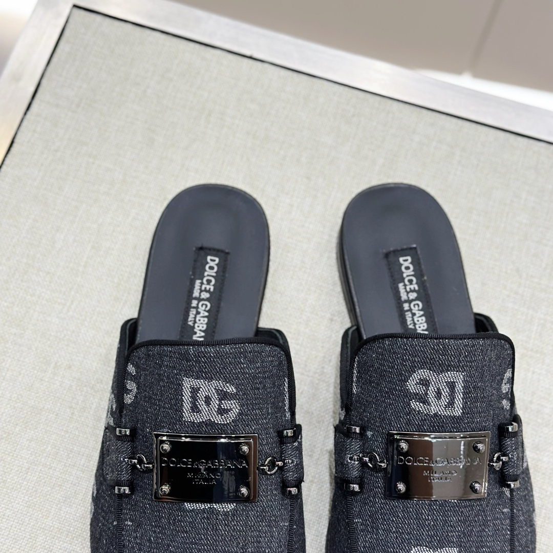 DOLCE & GABBANA Мужские мюли из телячьей кожи DOLCE & GABBANA Мужские мюли из телячьей кожи