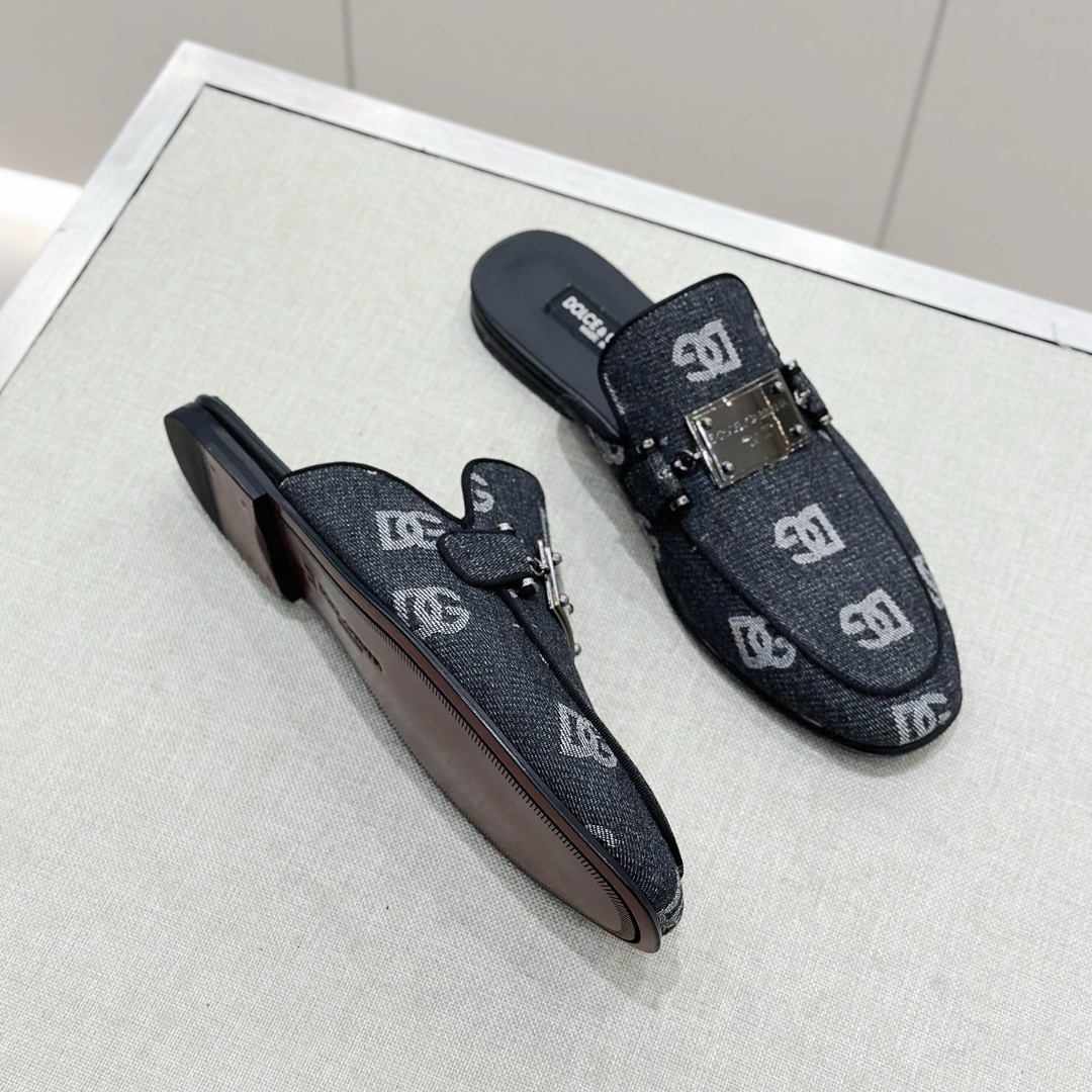 DOLCE & GABBANA Мужские мюли из телячьей кожи DOLCE & GABBANA Мужские мюли из телячьей кожи