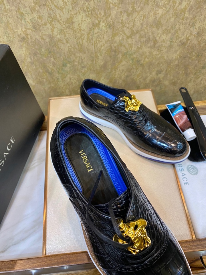 VERSACE Мужские туфли-оксфорды из кожи крокодила VERSACE Мужские туфли-оксфорды из кожи крокодила