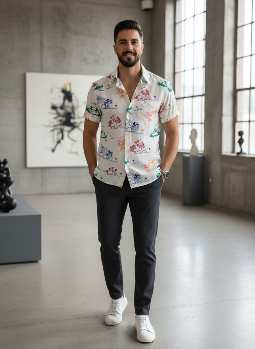 GUCCI Мужская рубашка с коротким рукавом GUCCI Мужская рубашка с коротким рукавом