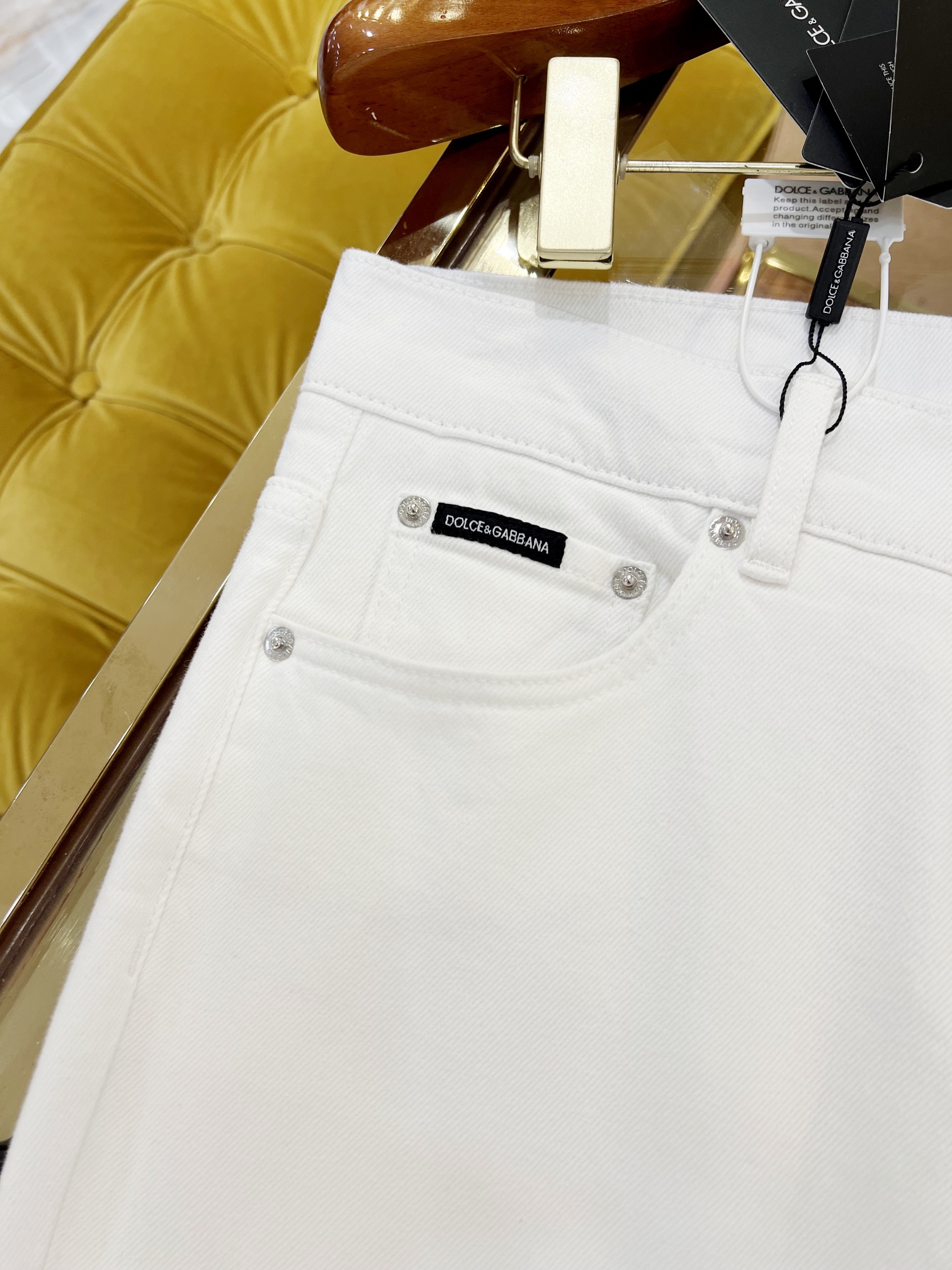 DOLCE & GABBANA Мужские белые брюки из денима DOLCE & GABBANA Мужские белые брюки из денима