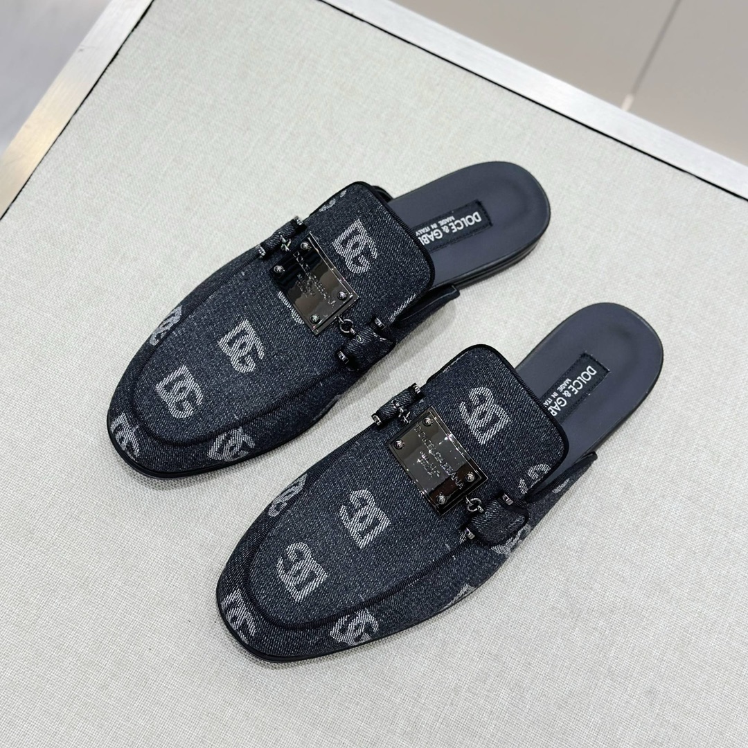 DOLCE & GABBANA Мужские мюли из телячьей кожи DOLCE & GABBANA Мужские мюли из телячьей кожи